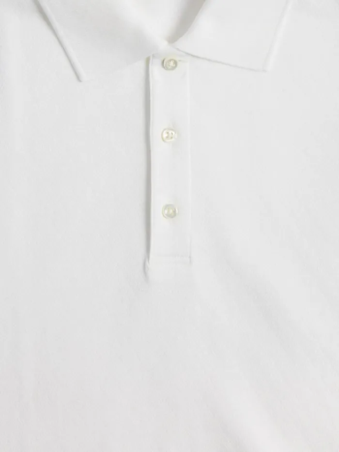 Polos and TShirts Mens Paul Stuart Tonal Parquet Pattern Logo Polo White