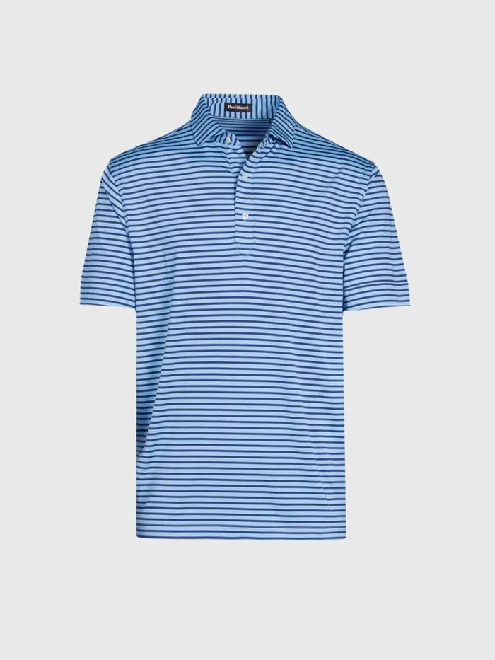 Polos and TShirts Mens Paul Stuart Two Color Stripe Performance Polo Limeblue