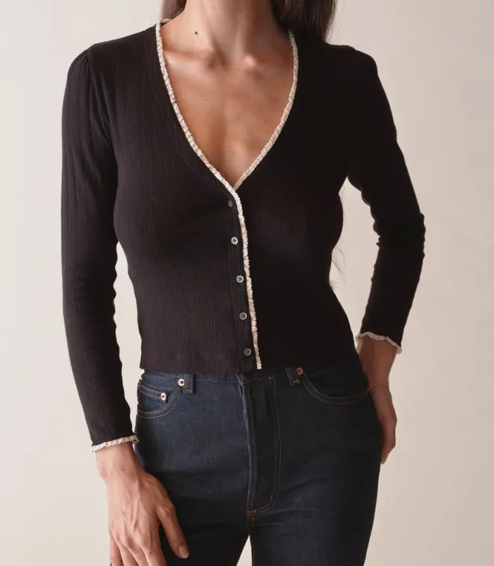 PRESLEY CARDIGAN Black Shop DEN Knitwear