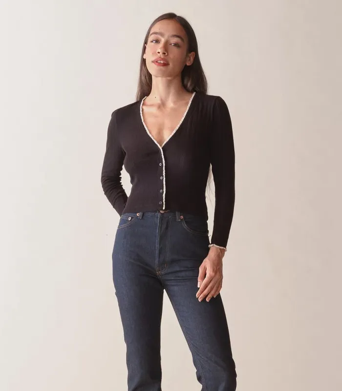 PRESLEY CARDIGAN Black Shop DEN Knitwear