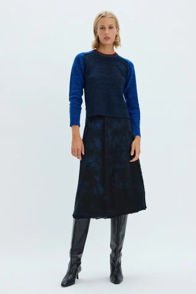 Raquel Allegra Bottoms Women Dark Indigo Denim Aurora Skirt