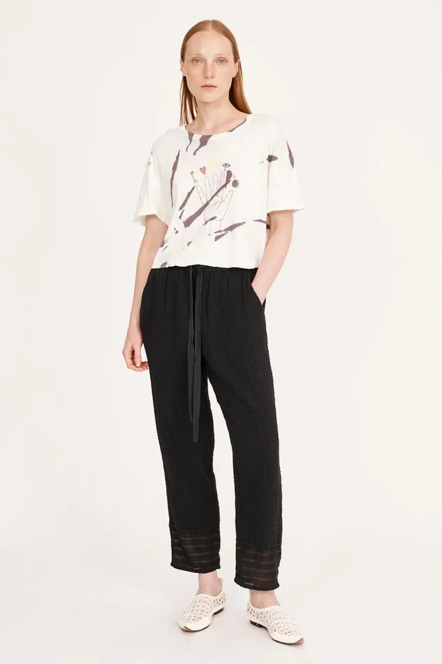 Raquel Allegra Bottoms Women Gauze Black Overland Pant