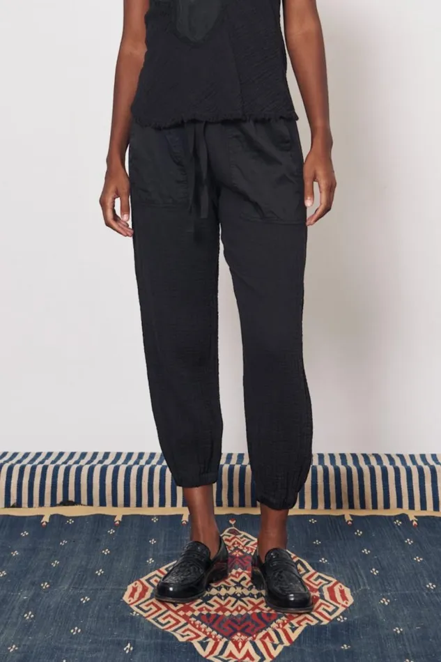 Raquel Allegra Bottoms Women Gauze Faded Black Cameroon Pant