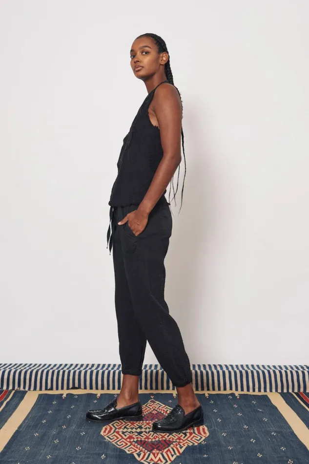 Raquel Allegra Bottoms Women Gauze Faded Black Cameroon Pant
