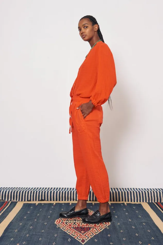 Raquel Allegra Bottoms Women Gauze Tomato Cameroon Pant