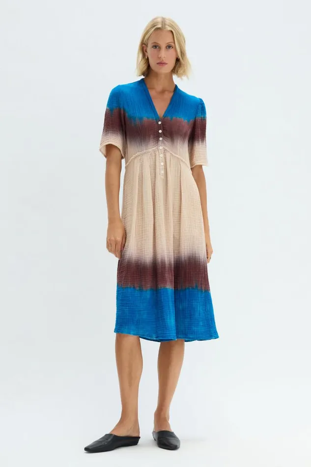 Raquel Allegra Bottoms Women Lapis Multi Dual Gauze Garden Dress