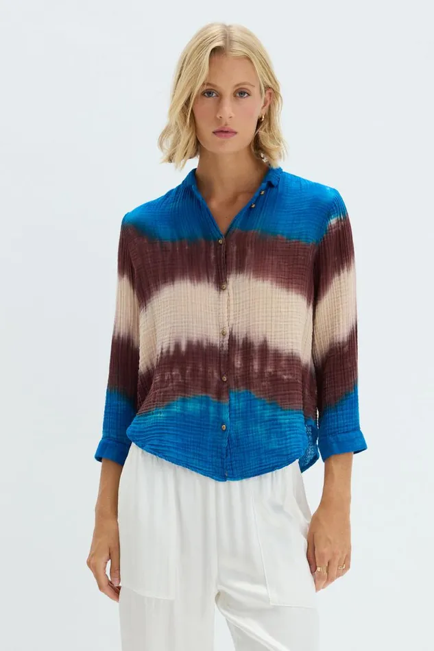 Raquel Allegra Bottoms Women Lapis Multi Dual Gauze Lauren Blouse