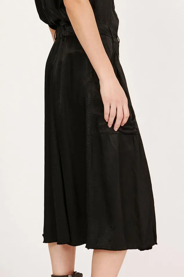 Raquel Allegra Bottoms Women Pebble Satin Black Franklin Skirt