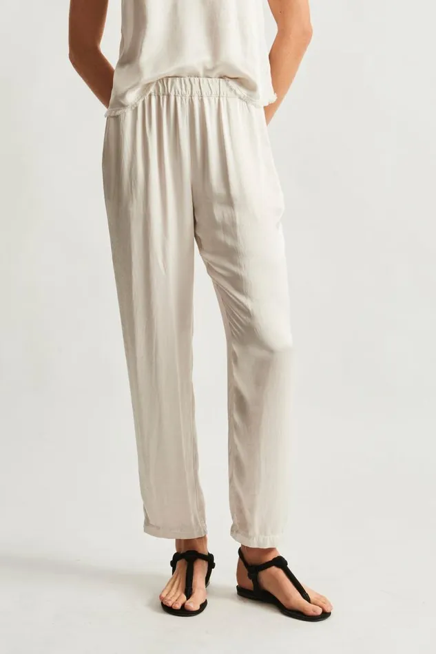 Raquel Allegra Bottoms Women Pebble Satin Dirty White Fez Pant