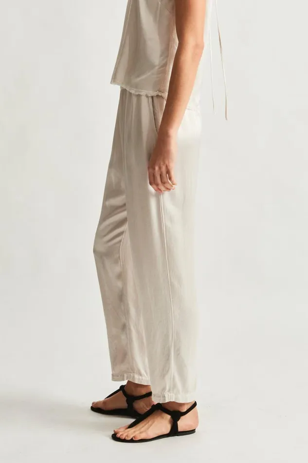 Raquel Allegra Bottoms Women Pebble Satin Dirty White Fez Pant