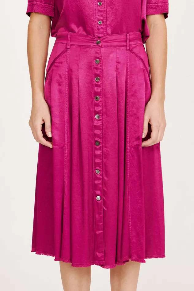 Raquel Allegra Bottoms Women Pebble Satin Magenta Franklin Skirt