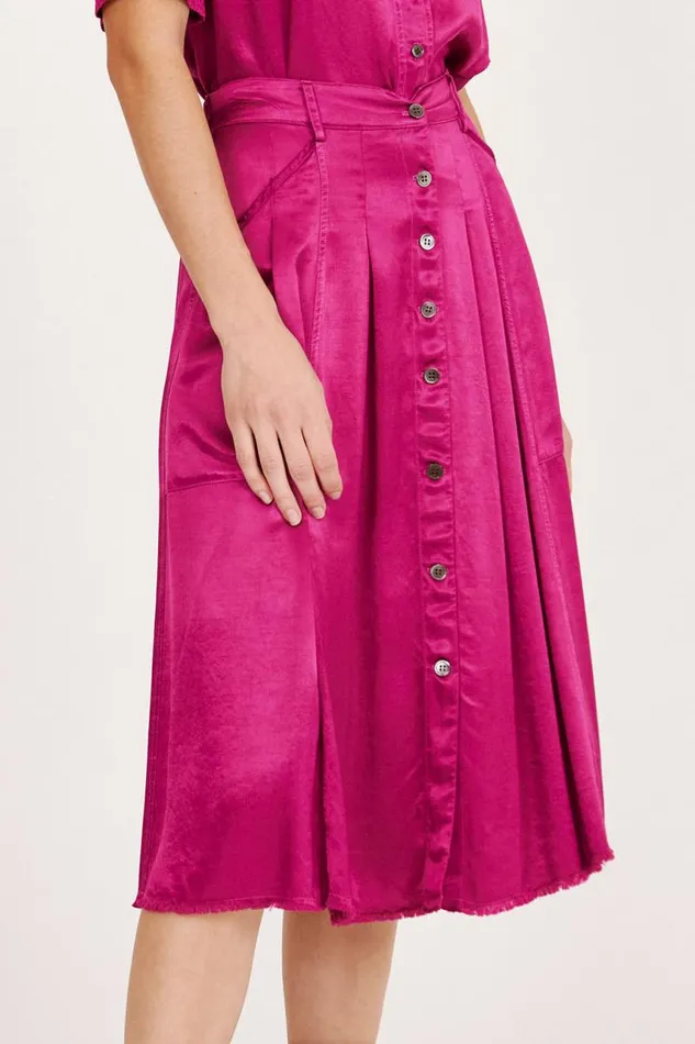 Raquel Allegra Bottoms Women Pebble Satin Magenta Franklin Skirt