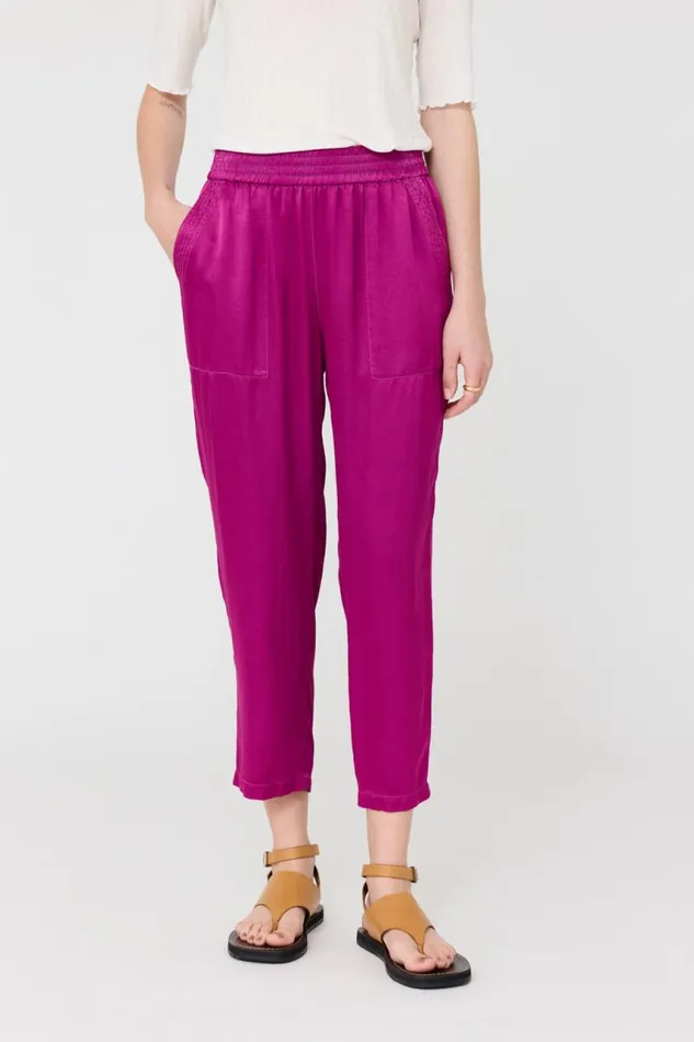 Raquel Allegra Bottoms Women Pebble Satin Magenta Trapunto Pant