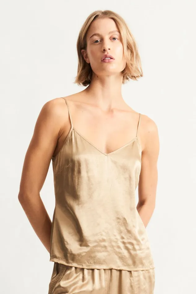 Raquel Allegra Bottoms Women Pebble Satin Sand Mona Cami