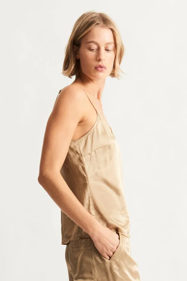 Raquel Allegra Bottoms Women Pebble Satin Sand Mona Cami