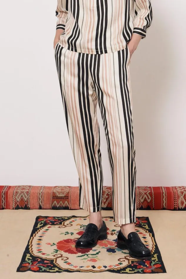 Raquel Allegra Bottoms Women Sueded Tencel Savanna Ecru Fez Pant