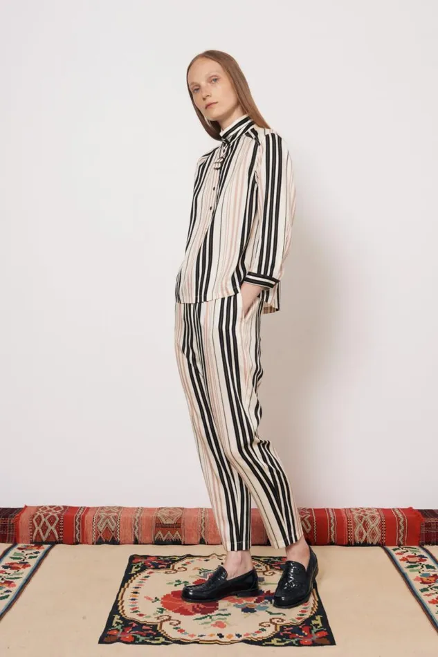 Raquel Allegra Bottoms Women Sueded Tencel Savanna Ecru Fez Pant