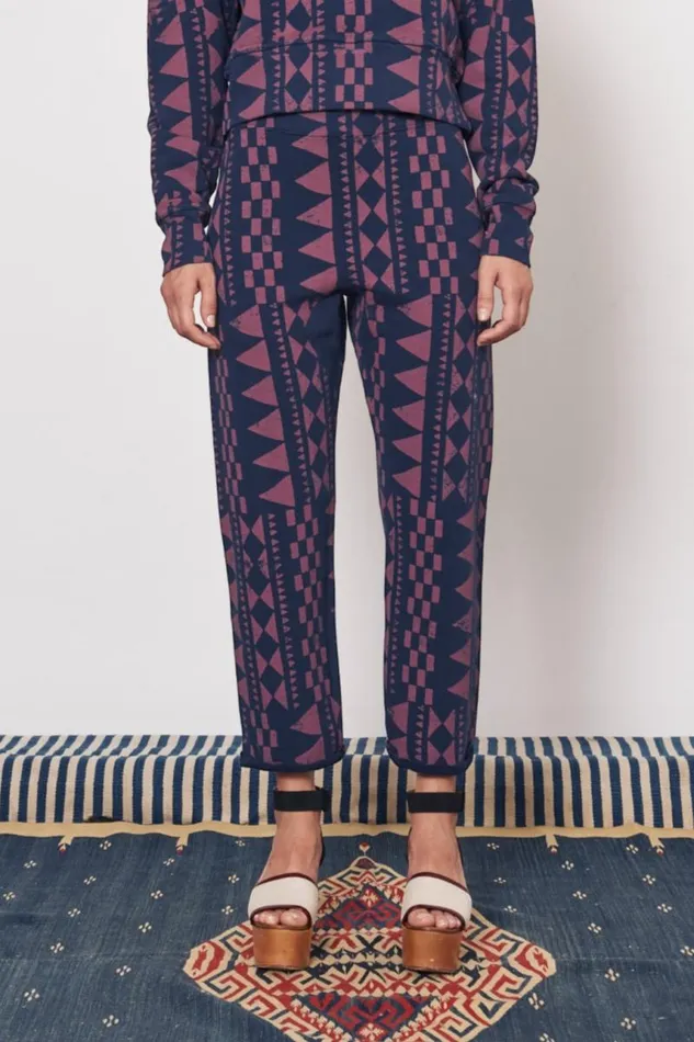 Raquel Allegra Bottoms Women Tribal Geo Midnight and Jasper Cape Sweatpant