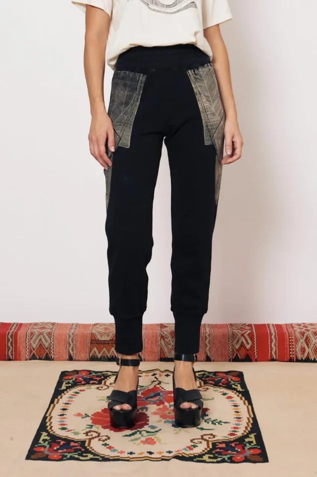 Raquel Allegra Bottoms Women Vintage Fleece Black Kongo Pant