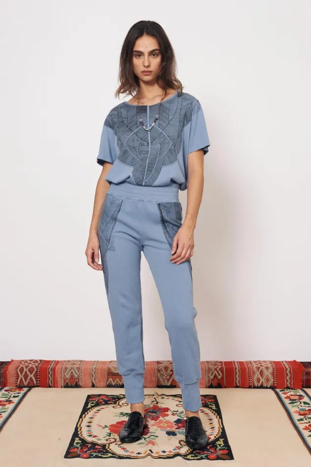 Raquel Allegra Bottoms Women Vintage Fleece French Blue Kongo Pant