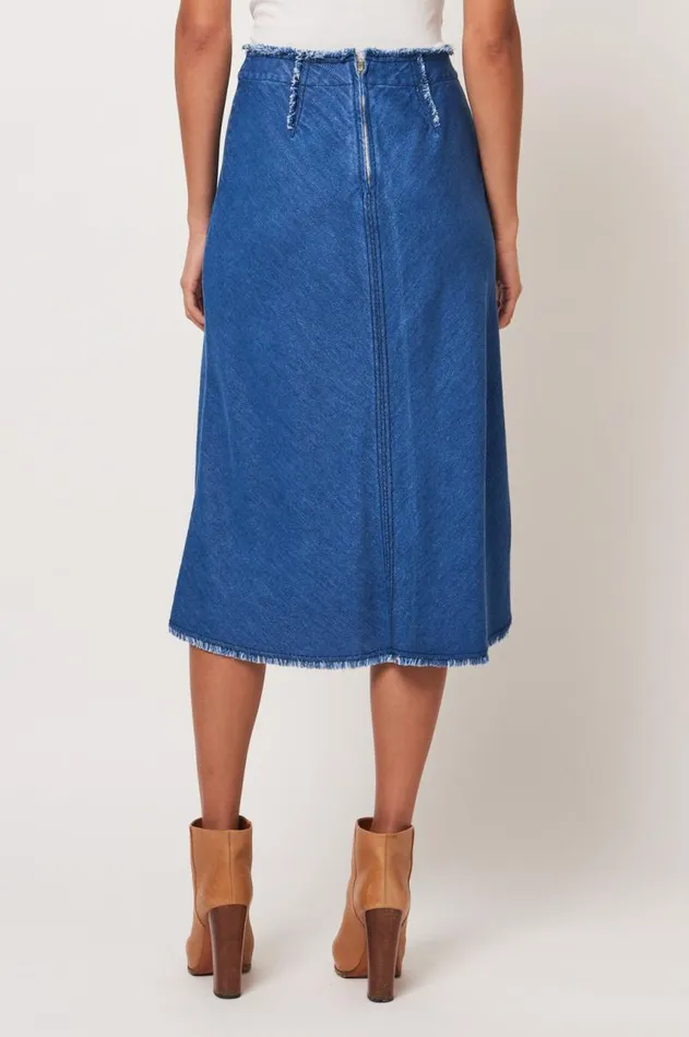 Raquel Allegra Bottoms Women Washed Indigo Aurora Skirt