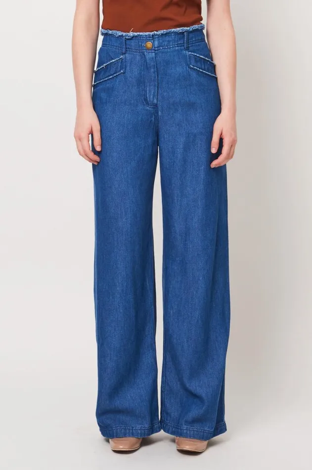 Raquel Allegra Bottoms Women Washed Indigo Lynn Pant