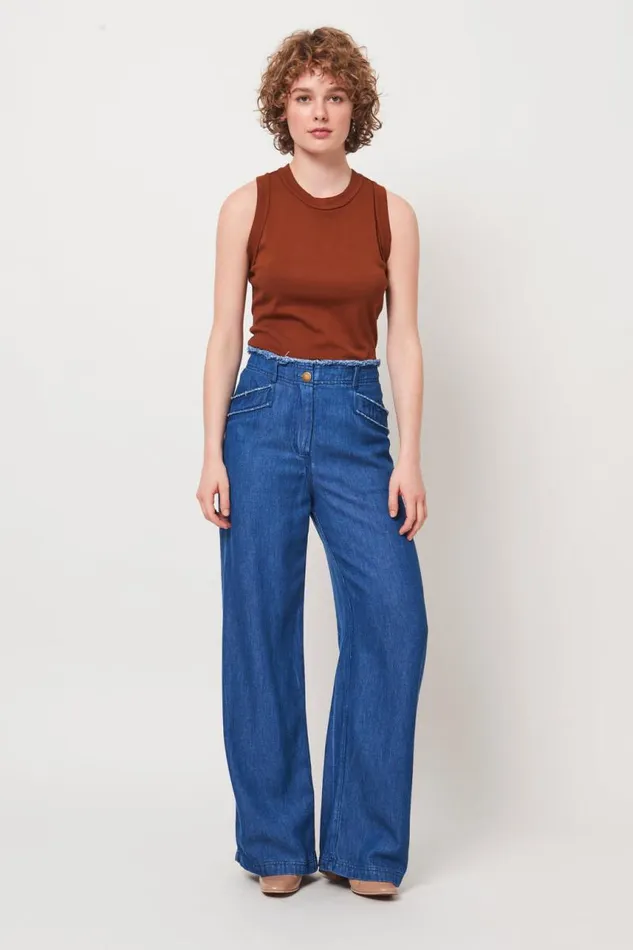 Raquel Allegra Bottoms Women Washed Indigo Lynn Pant