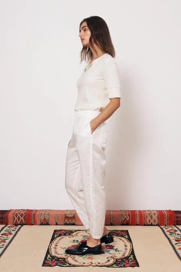 Raquel Allegra Bottoms Women Washed White Fez Pant