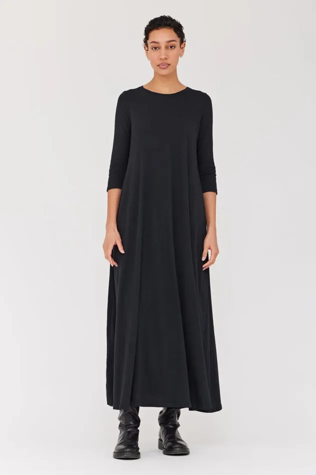 Raquel Allegra Dresses Women Black Classic Jersey Drama Maxi Dress