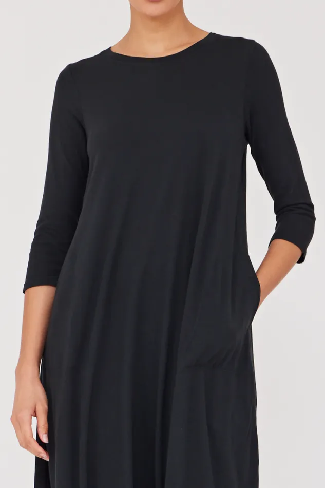 Raquel Allegra Dresses Women Black Classic Jersey Drama Maxi Dress
