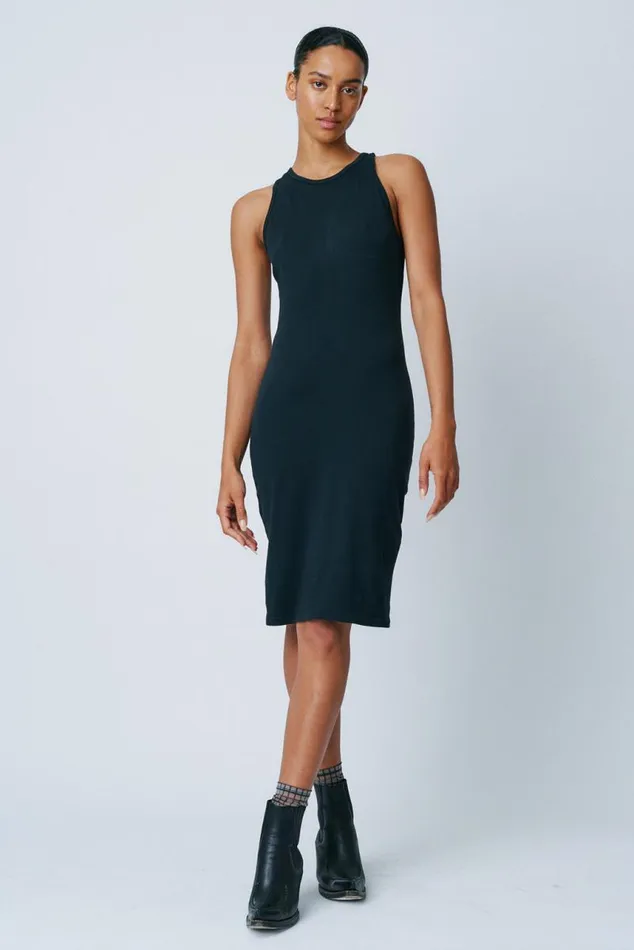 Raquel Allegra Dresses Women Black Classic Jersey Racerback Tank Dress