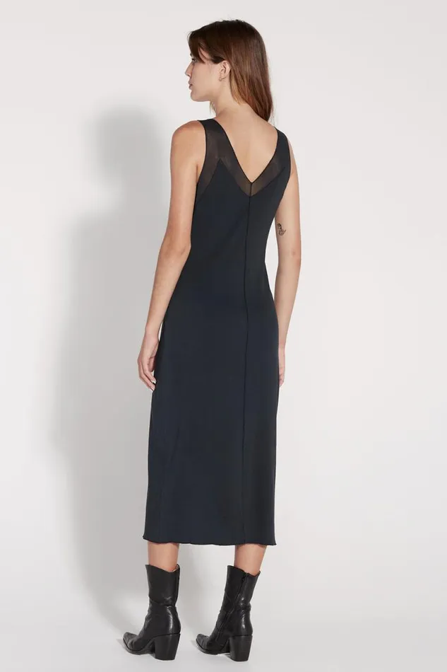 Raquel Allegra Dresses Women Black Cotton Mesh Poppy Dress
