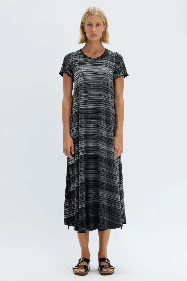 Raquel Allegra Dresses Women Brush Black Short Sleeve Drama Maxi