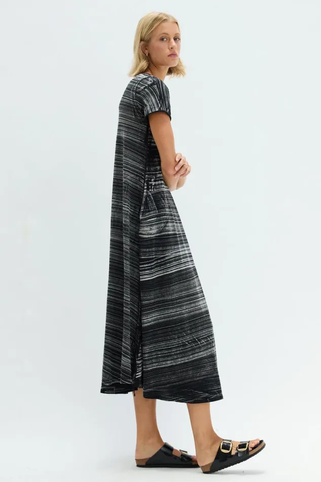 Raquel Allegra Dresses Women Brush Black Short Sleeve Drama Maxi