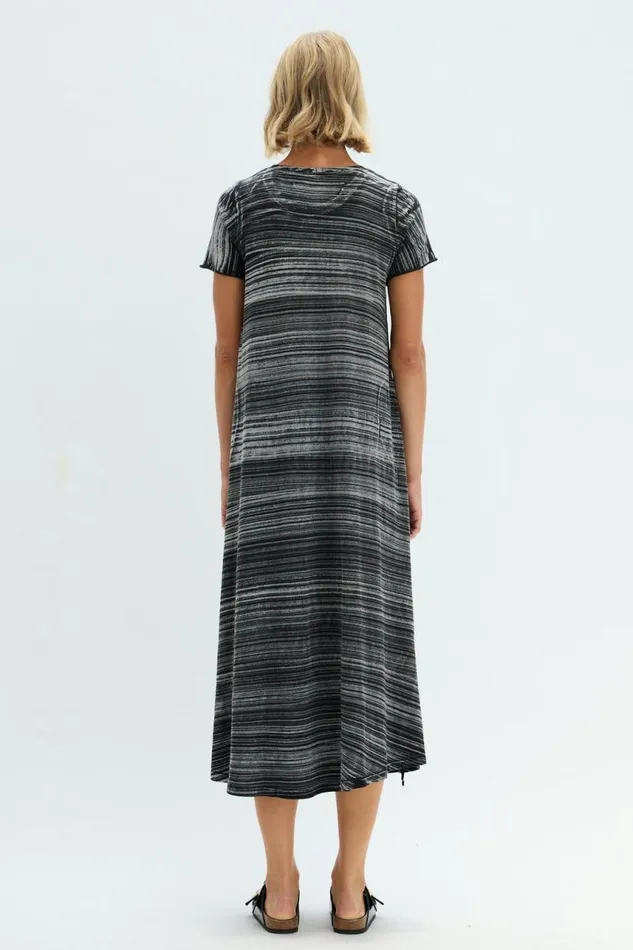 Raquel Allegra Dresses Women Brush Black Short Sleeve Drama Maxi