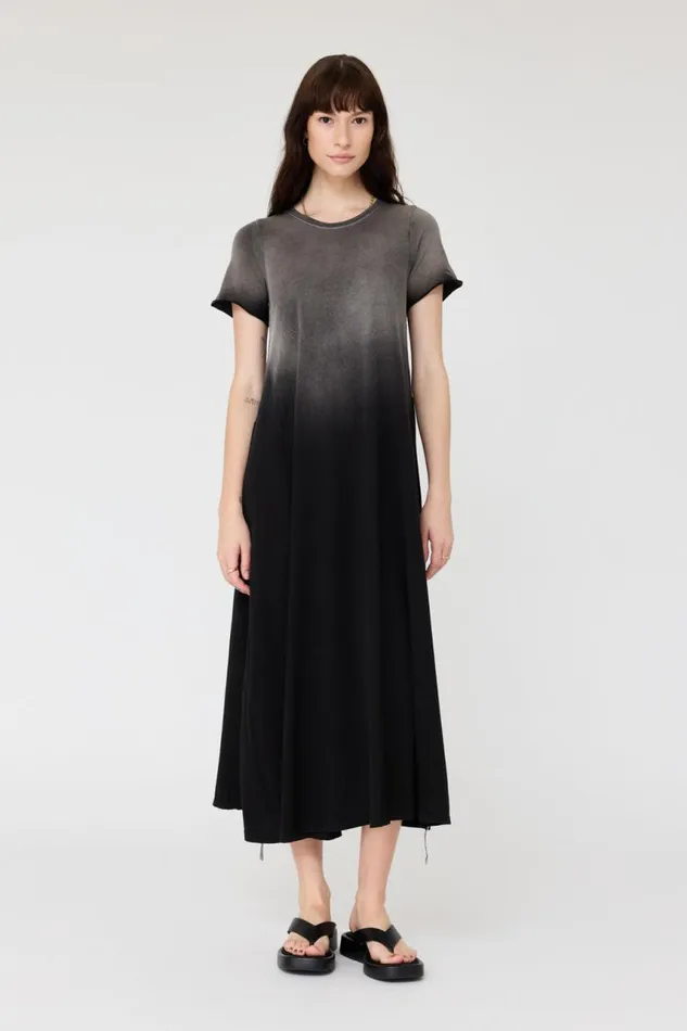Raquel Allegra Dresses Women Faded Black Short Sleeve Drama Maxi