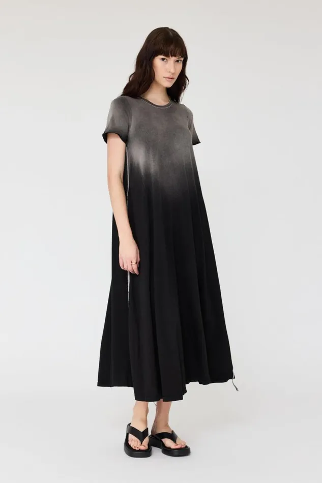 Raquel Allegra Dresses Women Faded Black Short Sleeve Drama Maxi