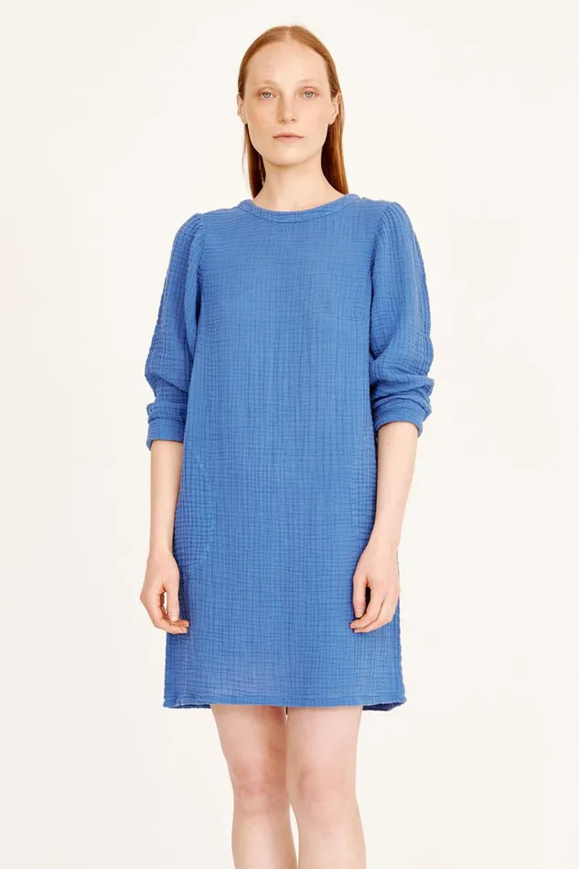 Raquel Allegra Dresses Women Gauze Dusty Blue Hyperion Dress