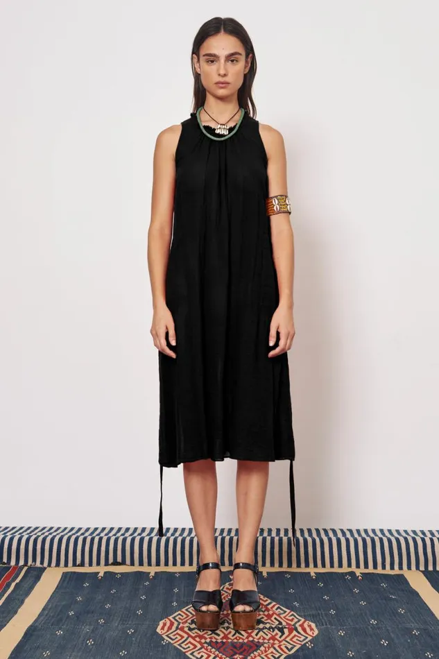 Raquel Allegra Dresses Women Gauze Faded Black Zambia Tank Dress