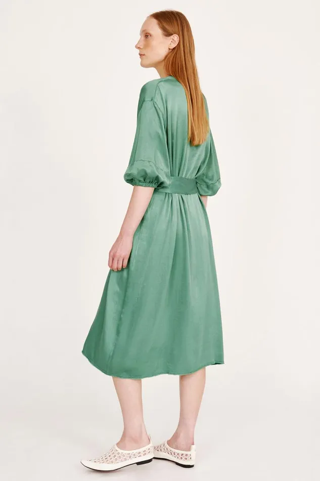 Raquel Allegra Dresses Women Pebble Satin Jade Ventura Dress