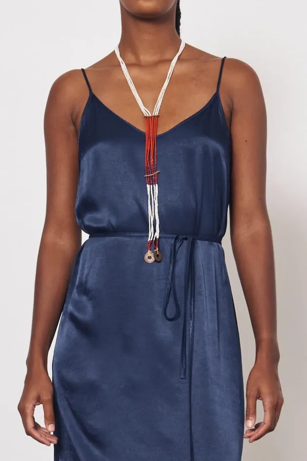 Raquel Allegra Dresses Women Pebble Satin Midnight Lily Midi Dress