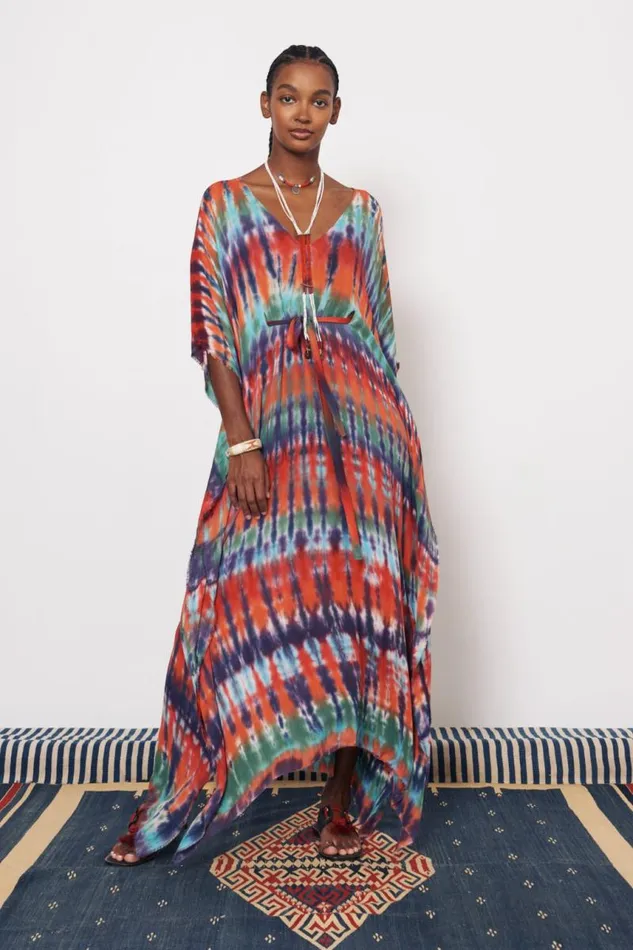 Raquel Allegra Dresses Women Rainbow Kigali Silk Caftan