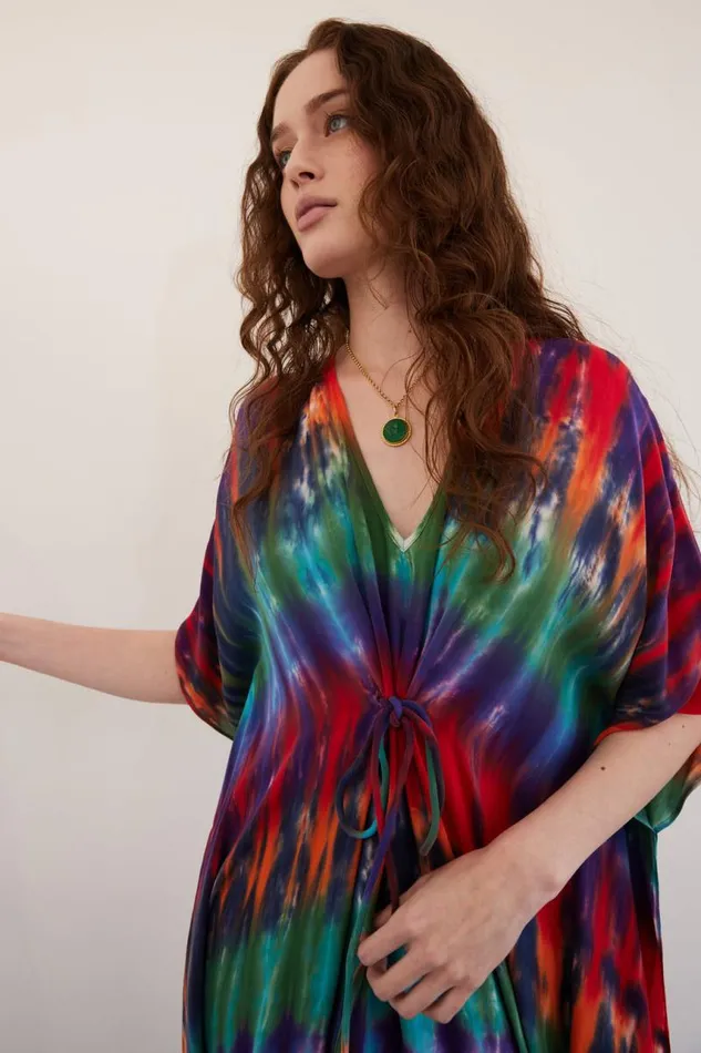 Raquel Allegra Dresses Women Rainbow Kigali Silk Caftan