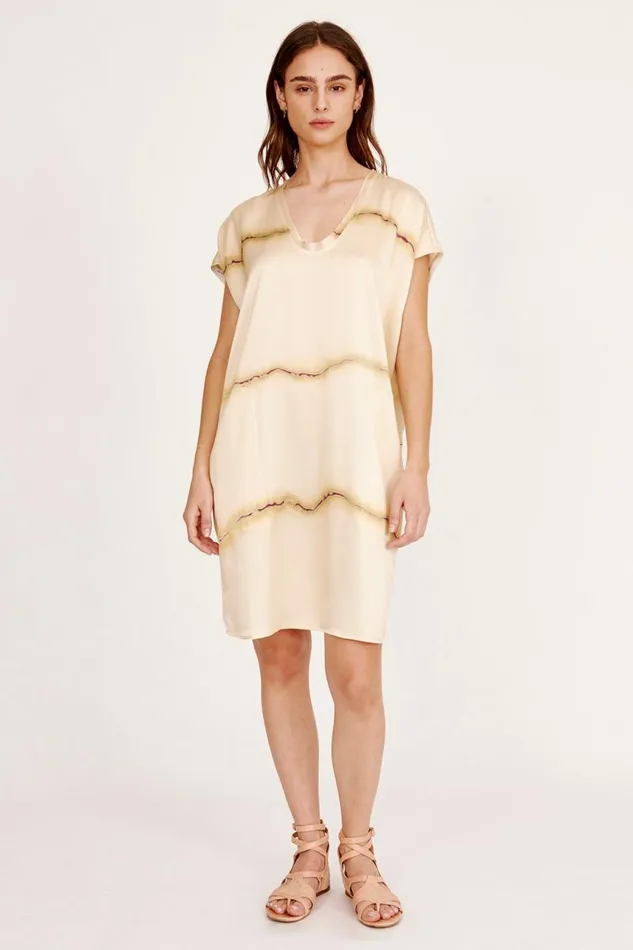 Raquel Allegra Dresses Women Silk Print Butter and Magenta Flores Dress