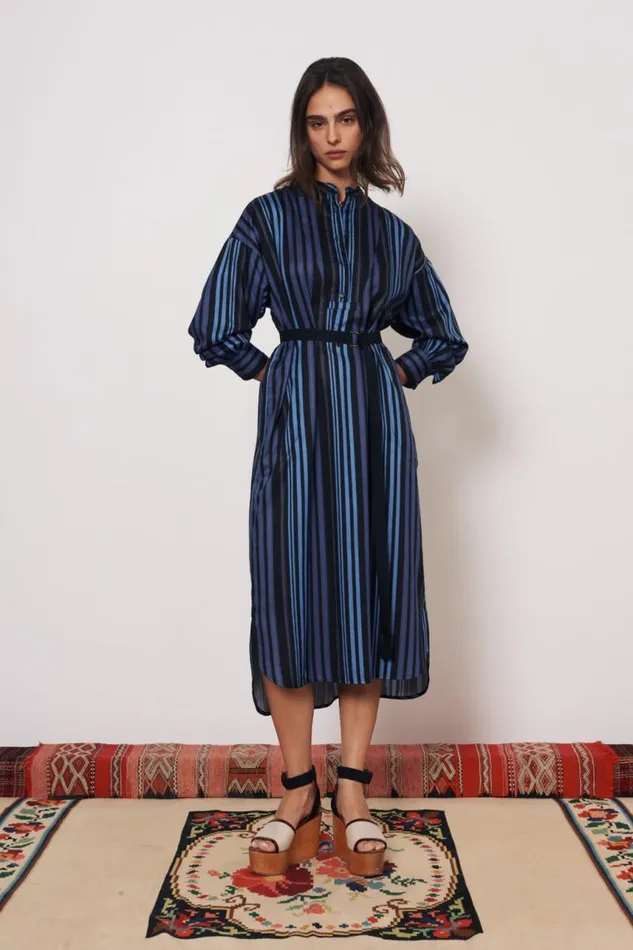 Raquel Allegra Dresses Women Sueded Tencel Sea Dinka Midi Dress