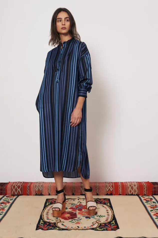 Raquel Allegra Dresses Women Sueded Tencel Sea Dinka Midi Dress