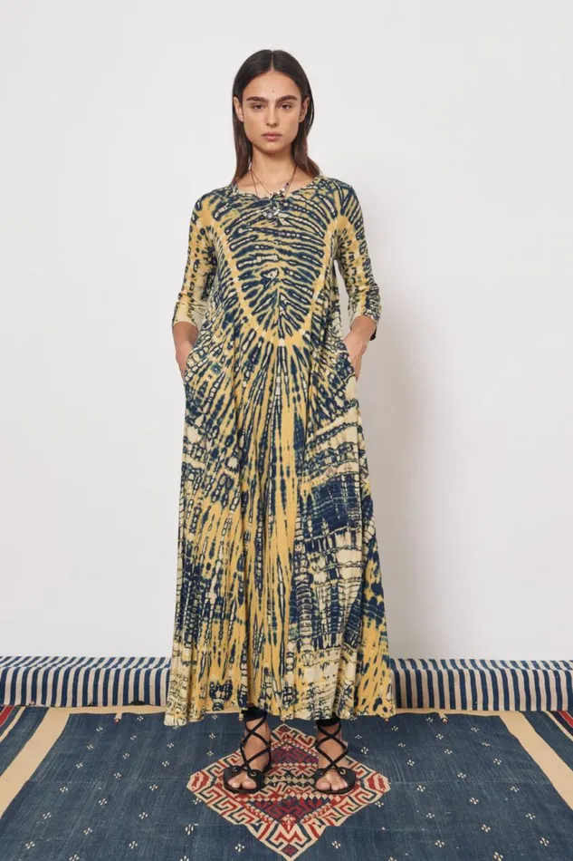 Raquel Allegra Dresses Women Yellow And Navy Drama Maxi Dress