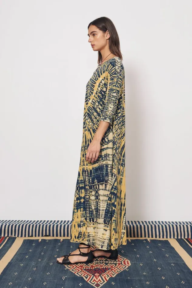 Raquel Allegra Dresses Women Yellow And Navy Drama Maxi Dress