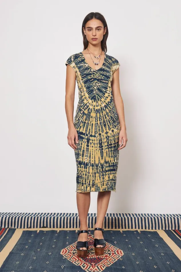 Raquel Allegra Dresses Women Yellow And Navy Zanzibar Midi Dress
