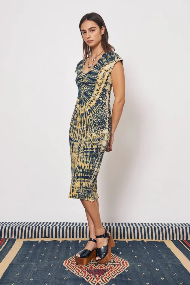 Raquel Allegra Dresses Women Yellow And Navy Zanzibar Midi Dress